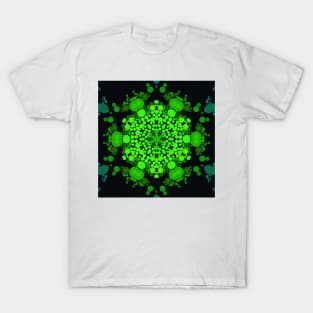 Dot Mandala Flower Green and Black T-Shirt